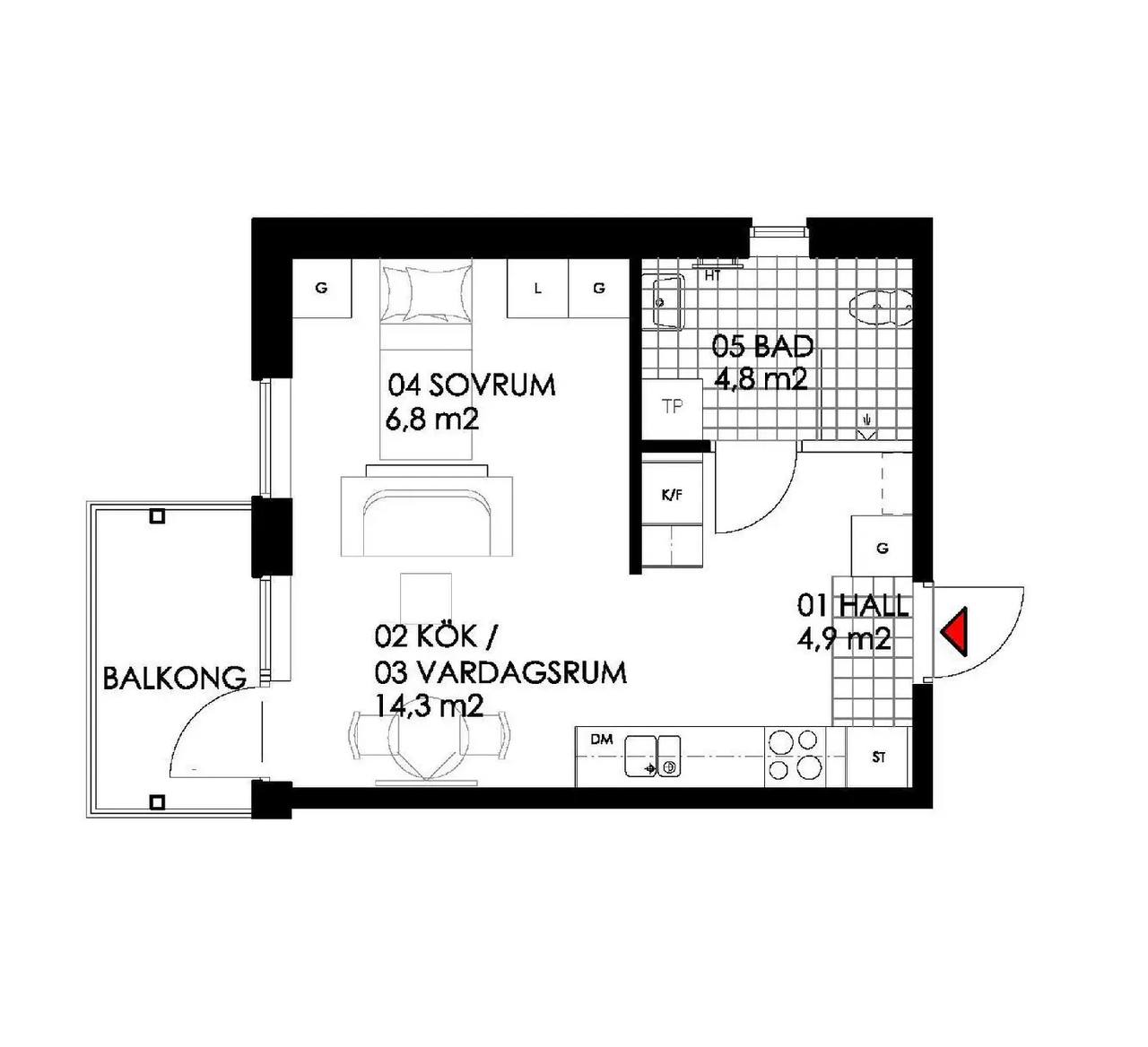 Floor plan for Brf Asplövet