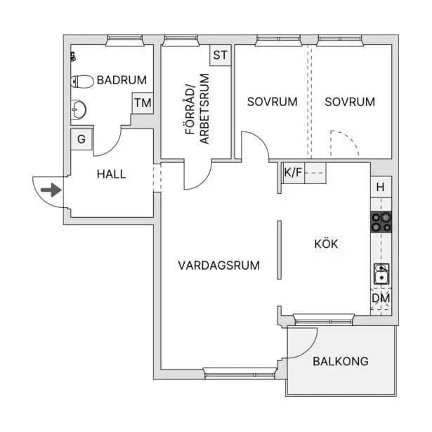 Floor plan for Glanshammarsgatan 19