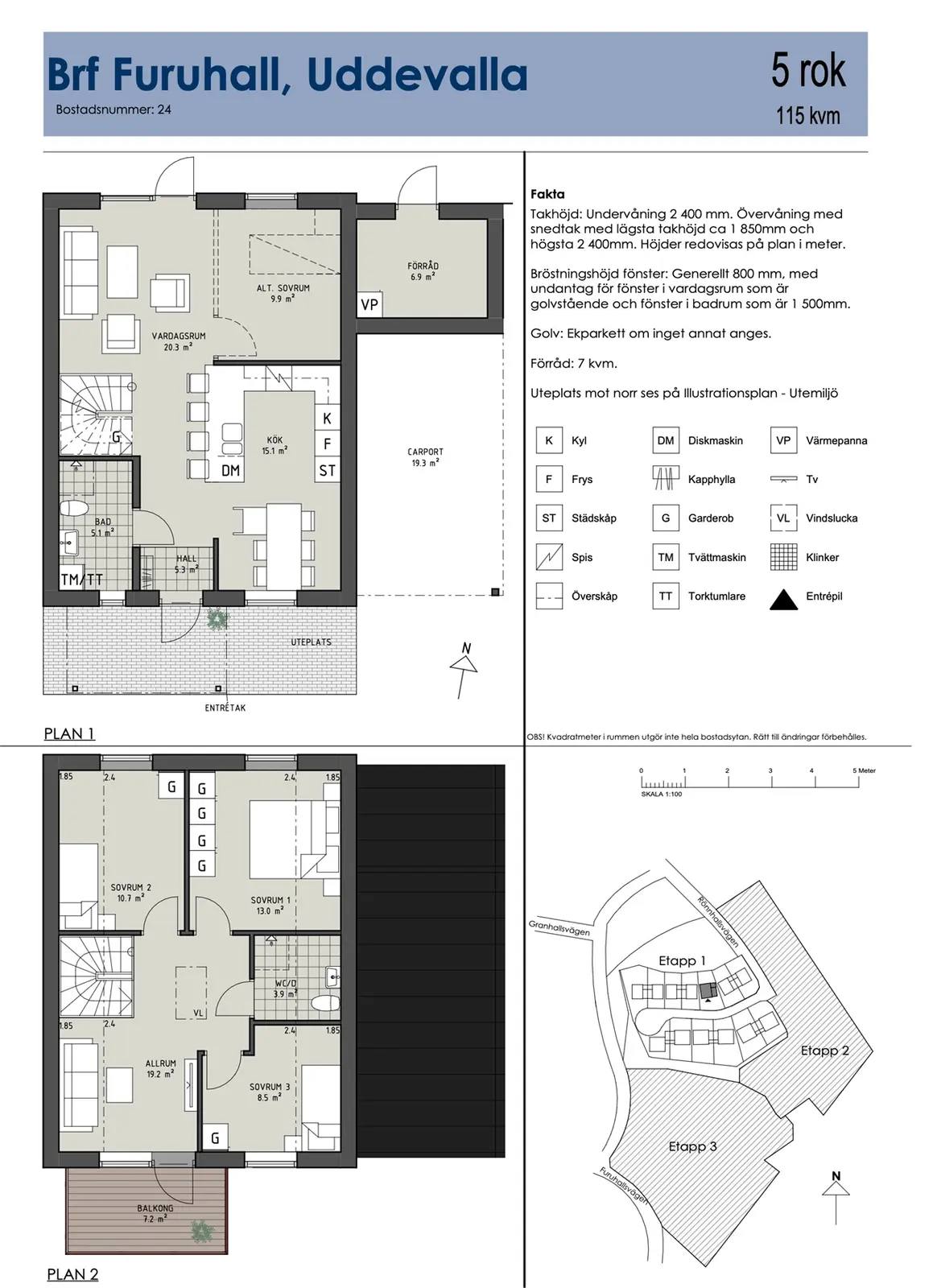 Floor plan for Hus A nr 24 (Grått) Etapp 1