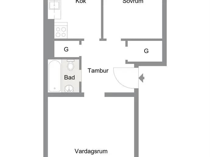 Floor plan for Lönngatan 58C