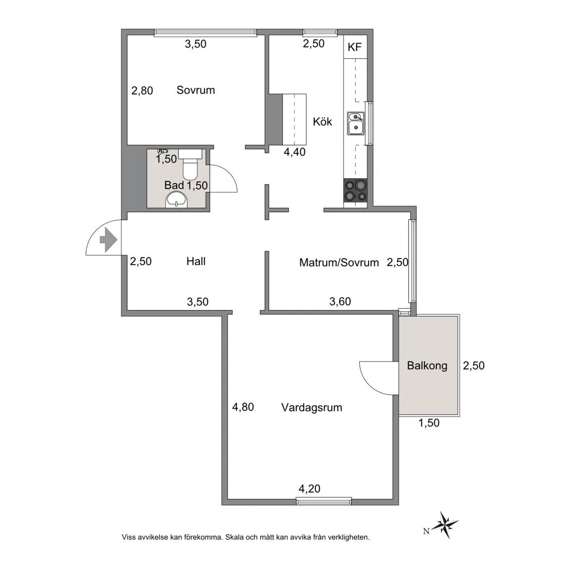 Planritning för Von Leesengatan 5C