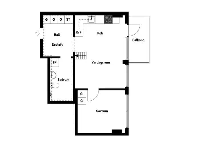 Floor plan for Stig Lindbergs gata 19B