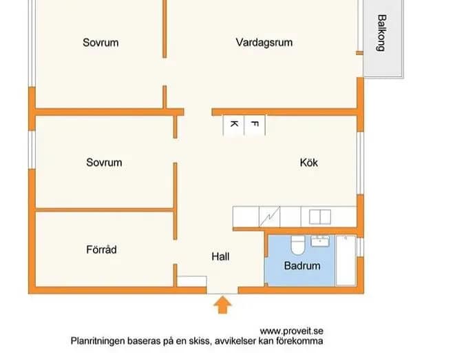 Planritning för Sorögatan 77, 2tr