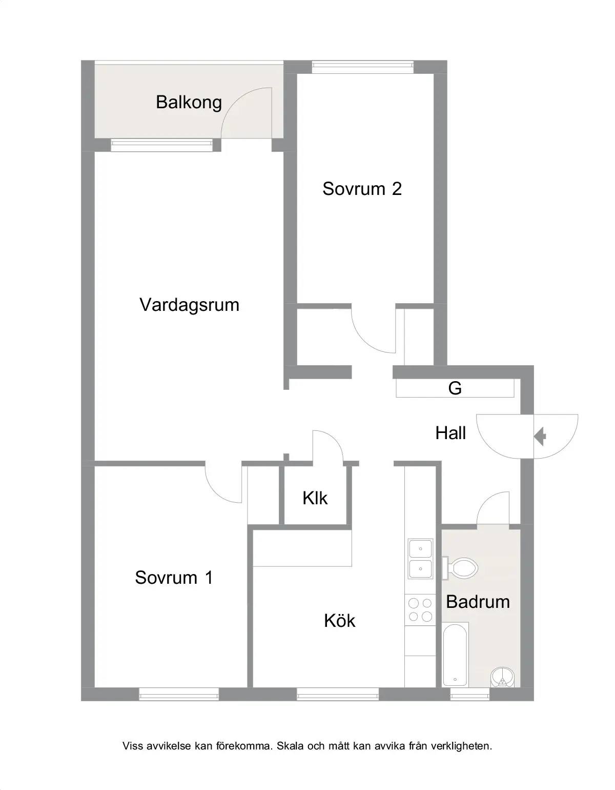 Floor plan for Strindbergs väg 3 B