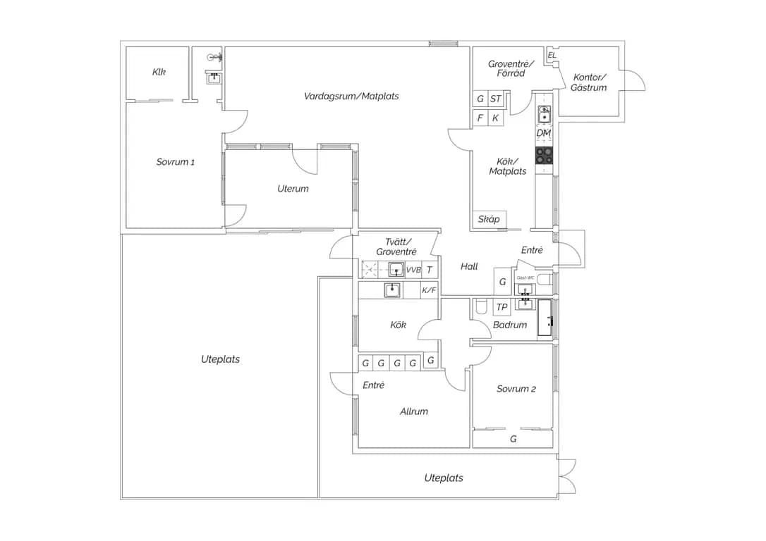 Planritning för Hammarvägen 36