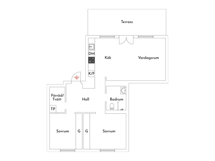 Floor plan for Birger Jarlsgatan 104K