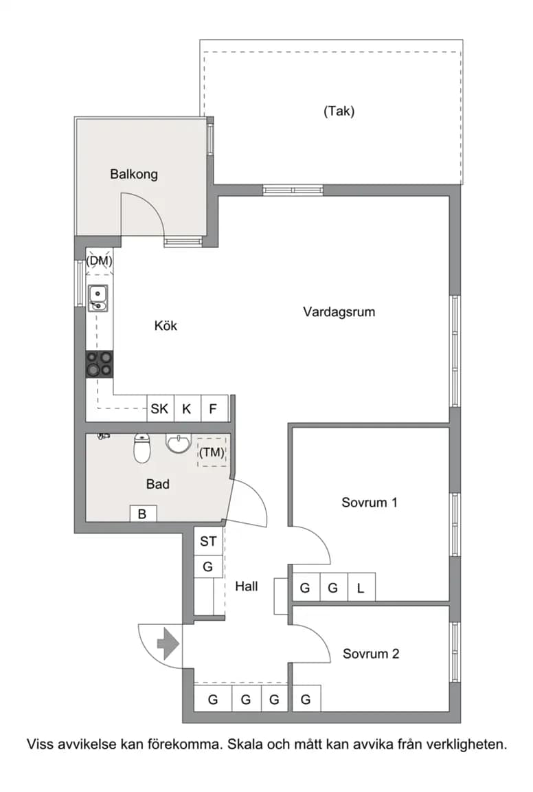 Planritning för Ekholmsvägen 253, vån 6