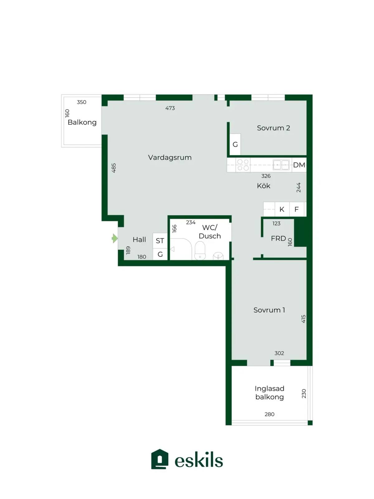 Floor plan for Kyrkogatan 1C