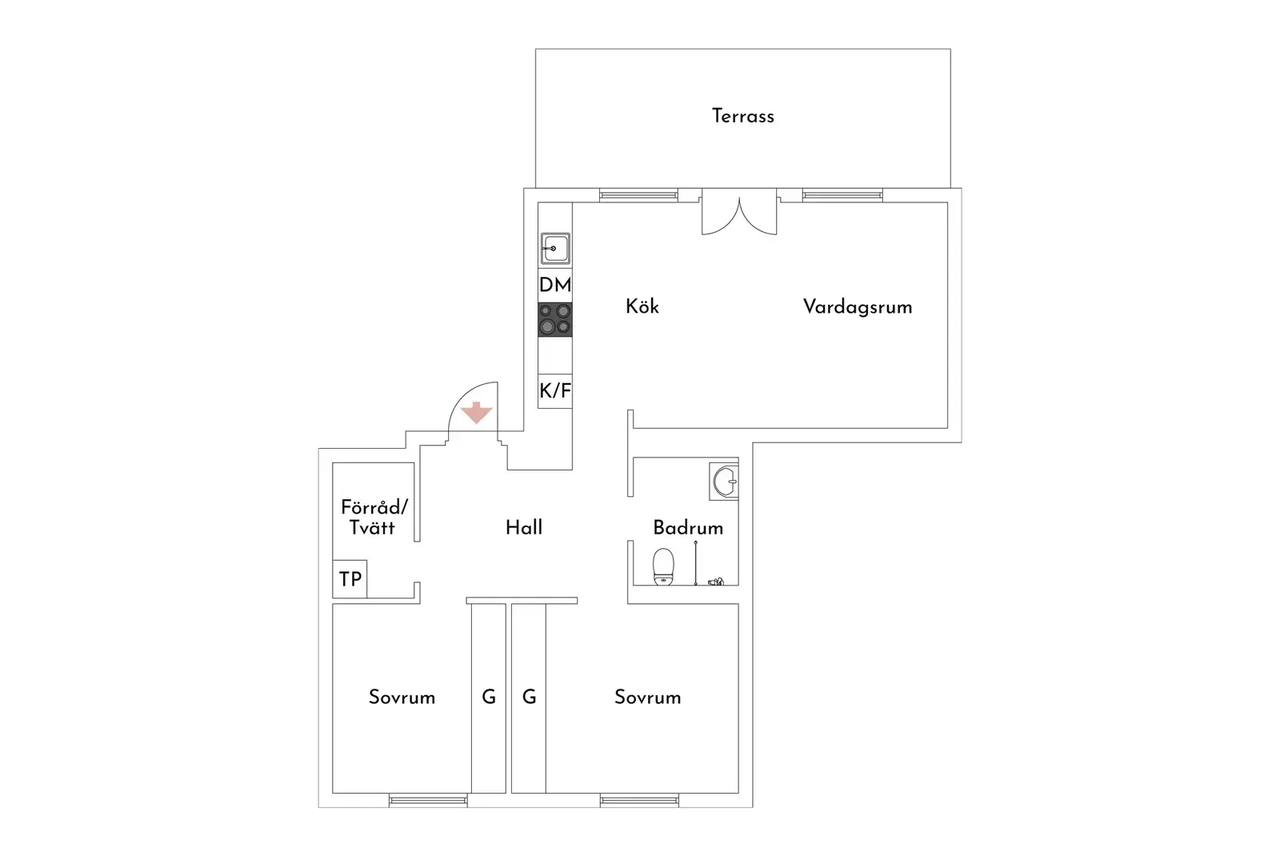 Planritning för Birger Jarlsgatan 104K
