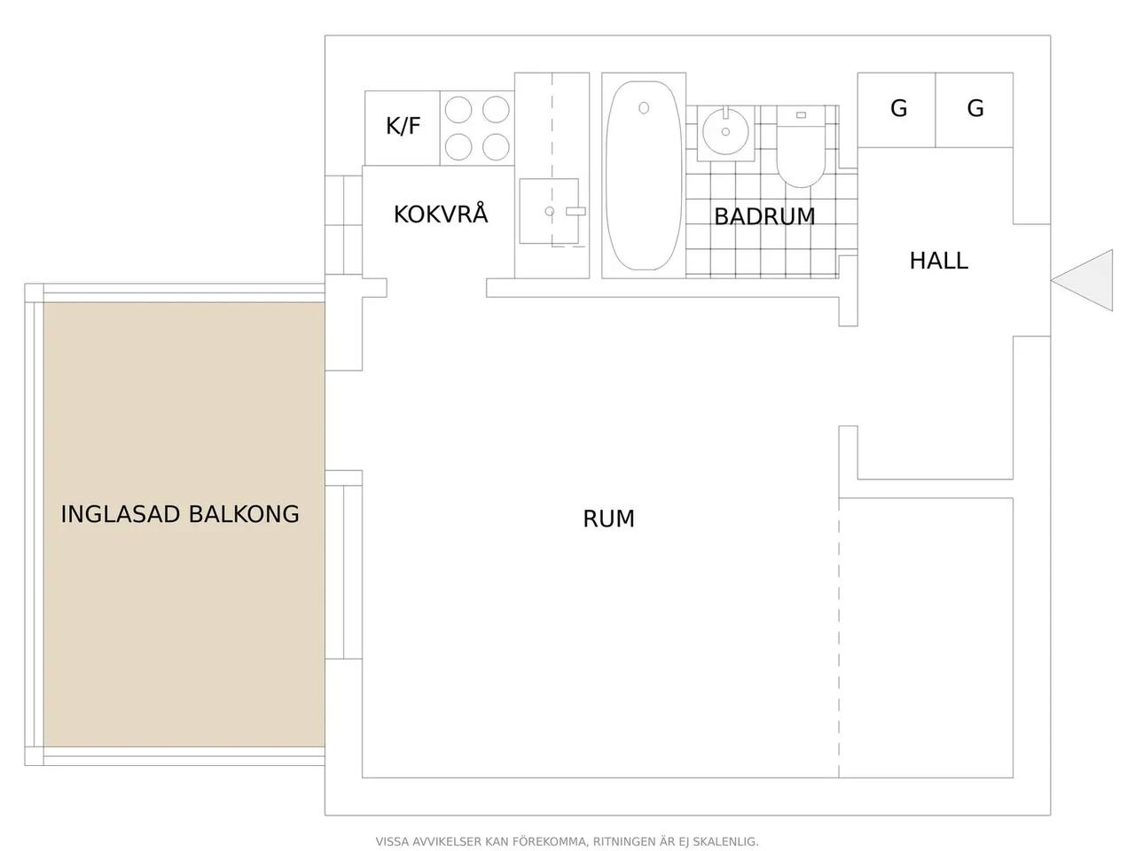 Floor plan for Fjällgatan 52B