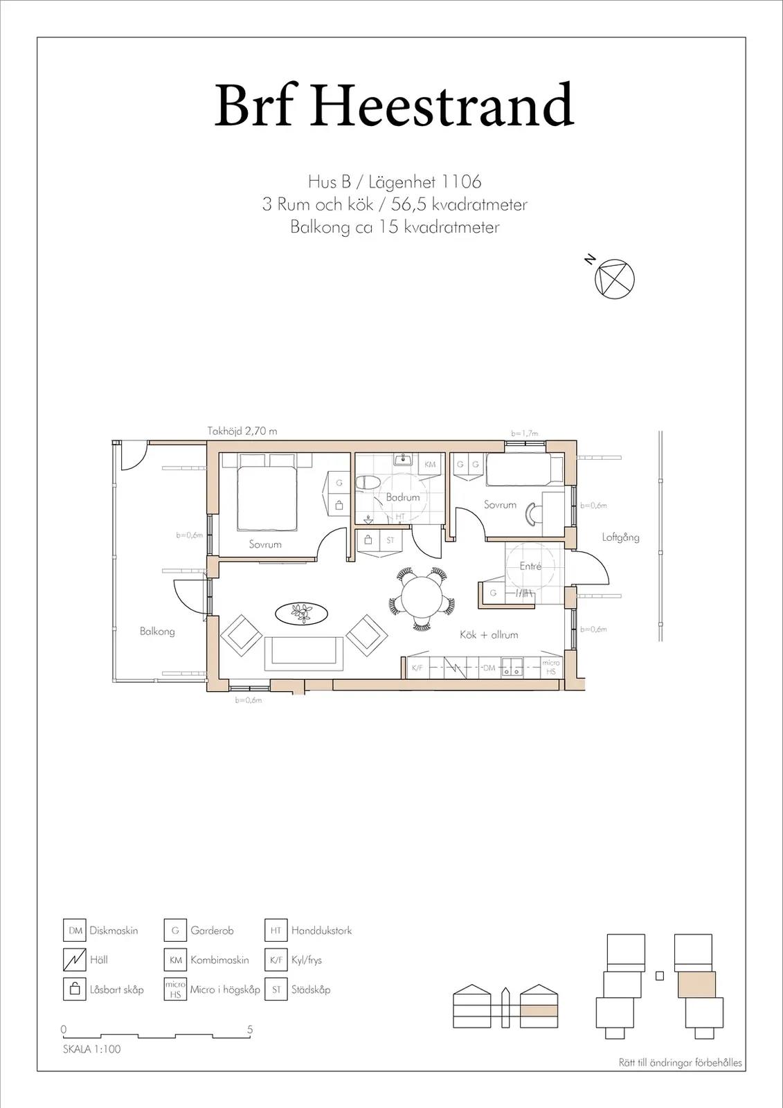 Floor plan for Hus B / Lägenhet 1106 Heestrand Rådalen 6