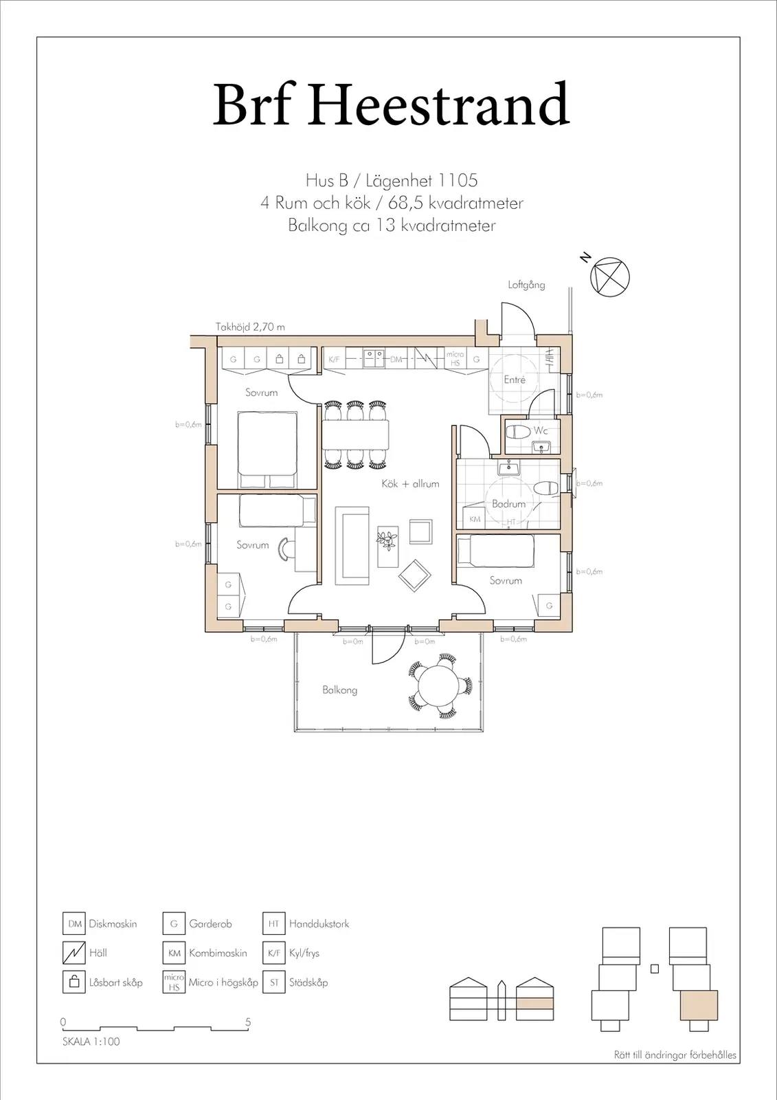 Floor plan for Hus B / Lägenhet 1105 Heestrand Rådalen 6