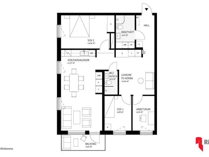 Floor plan for Linverksgatan 12