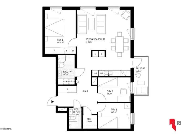 Floor plan for Linverksgatan 12