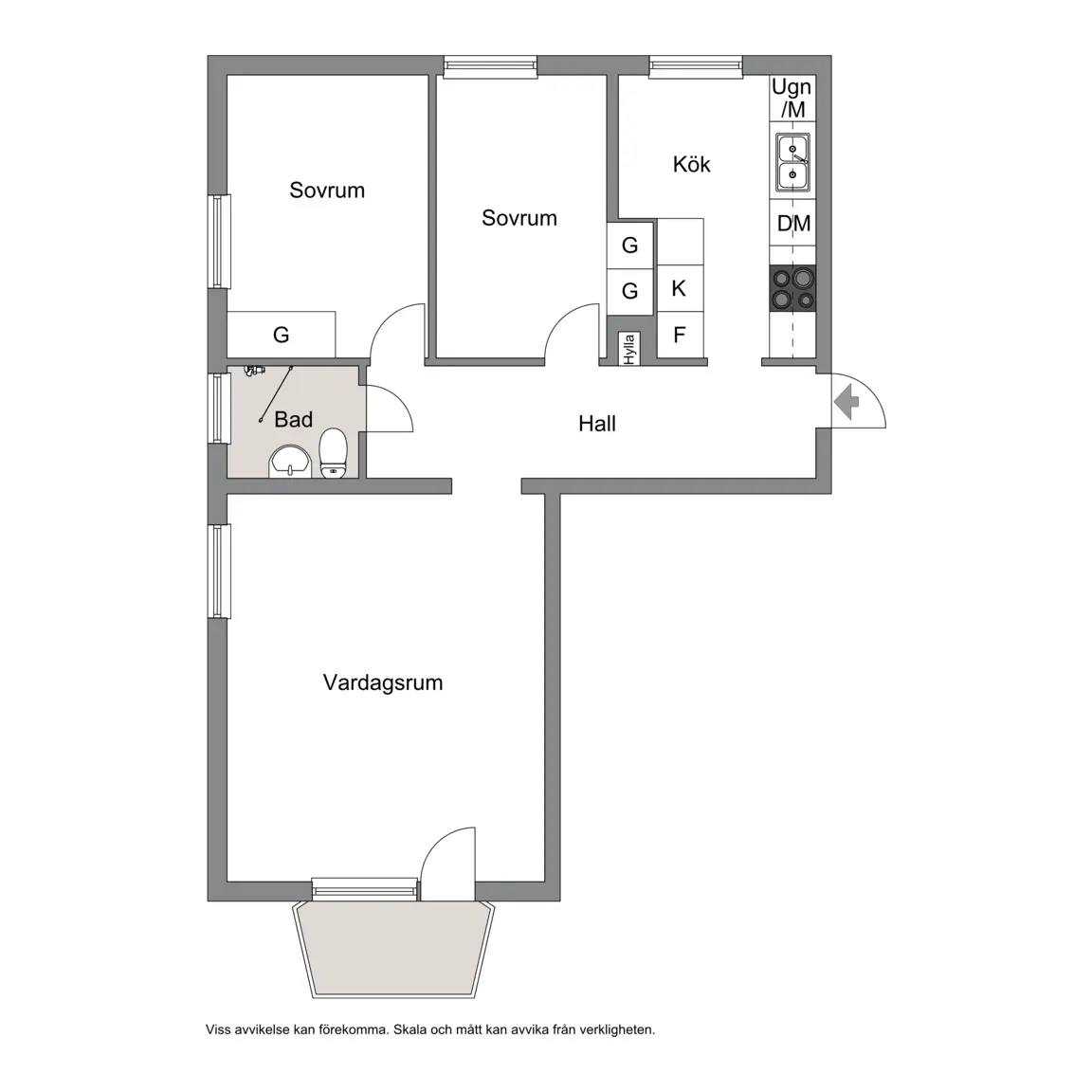 Planritning för FJÄRDHUNDRAGATAN 23B