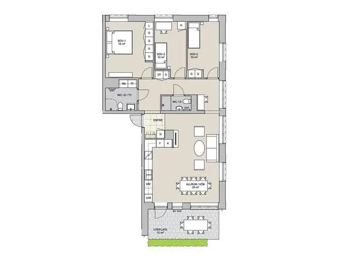 Floor plan for Alna gränd 13