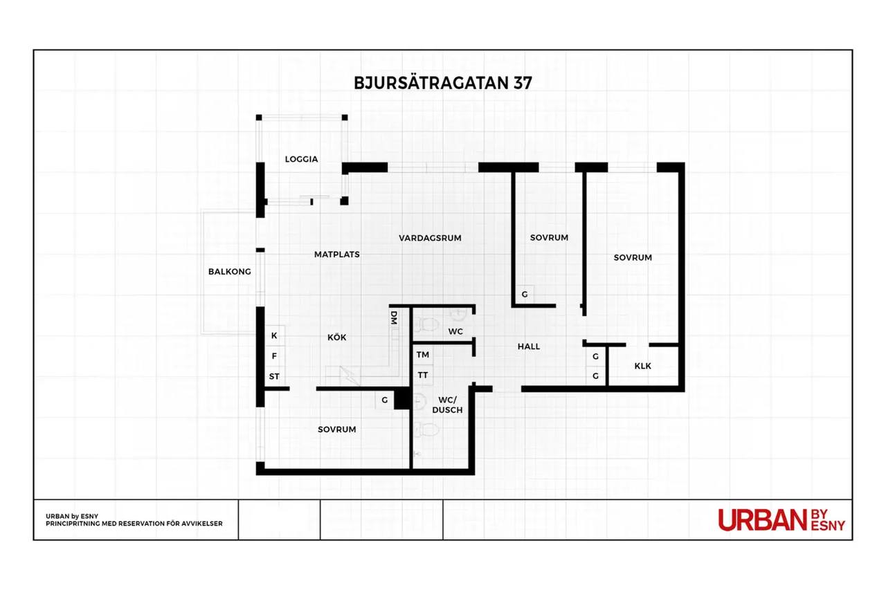 Floor plan for Bjursätragatan 37