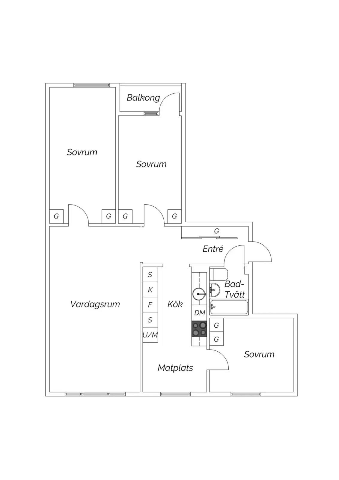 Floor plan for Vintervädersgatan 15