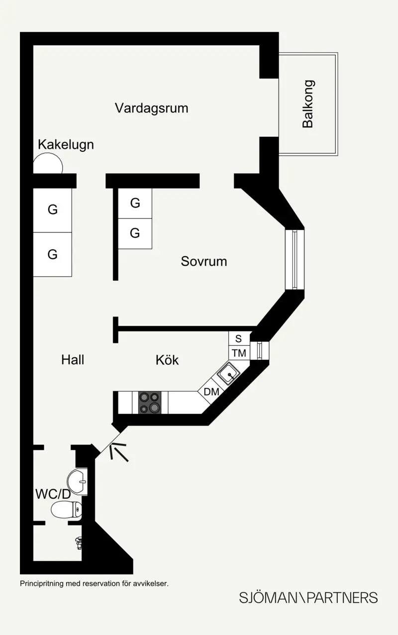 Floor plan for Nybrogatan 14B