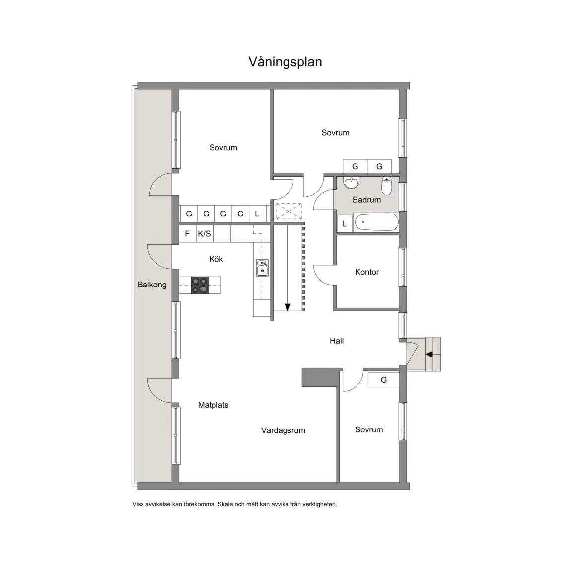 Floor plan for Västra Banvägen 138