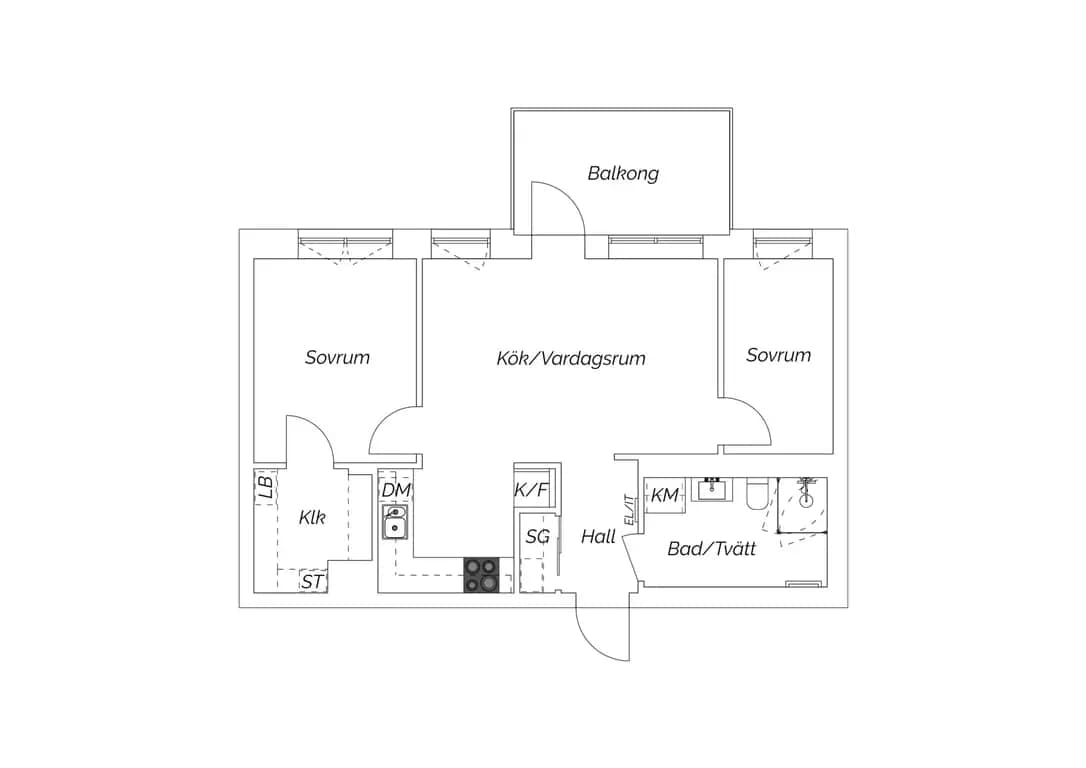 Floor plan for Hyllie Boulevard 6C