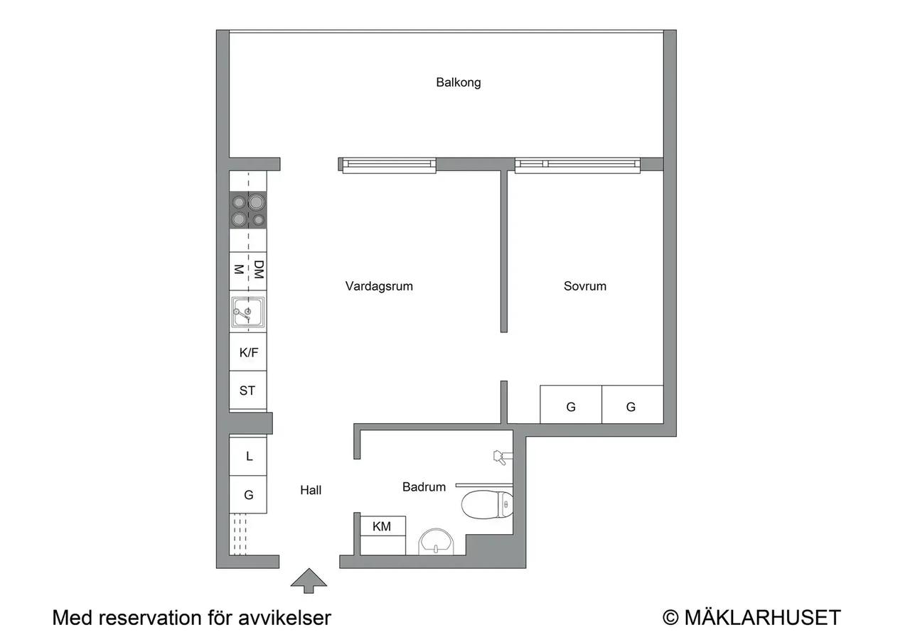Planritning för Mariehällsvägen 30K