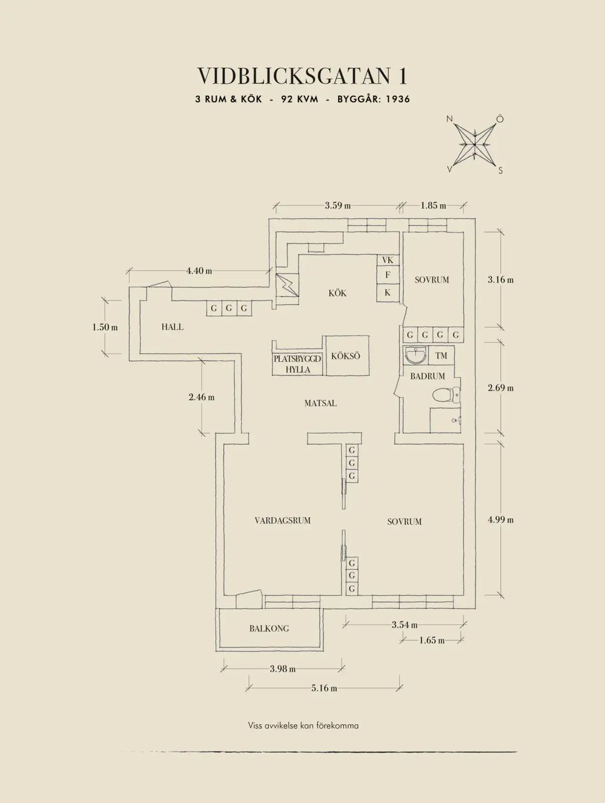 Floor plan for Vidblicksgatan 1