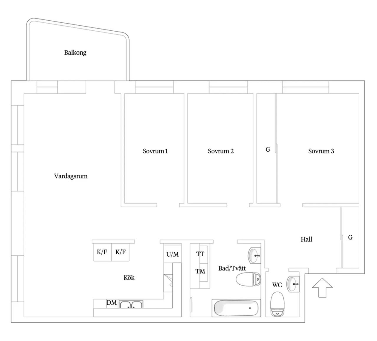 Floor plan for Typografgatan 4B