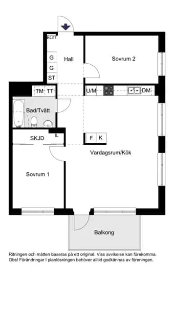 Planritning för Beckomberga Ängsväg 22