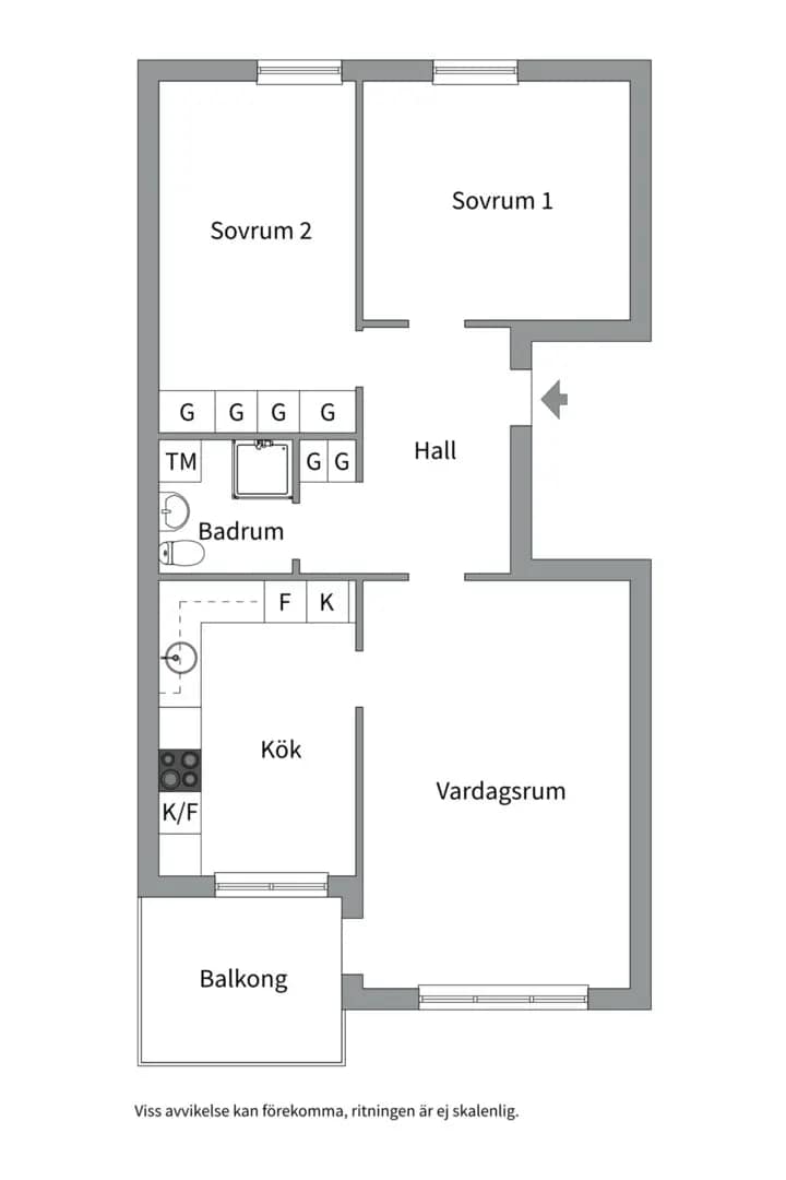 Floor plan for Sturevägen 4A, 2/2tr