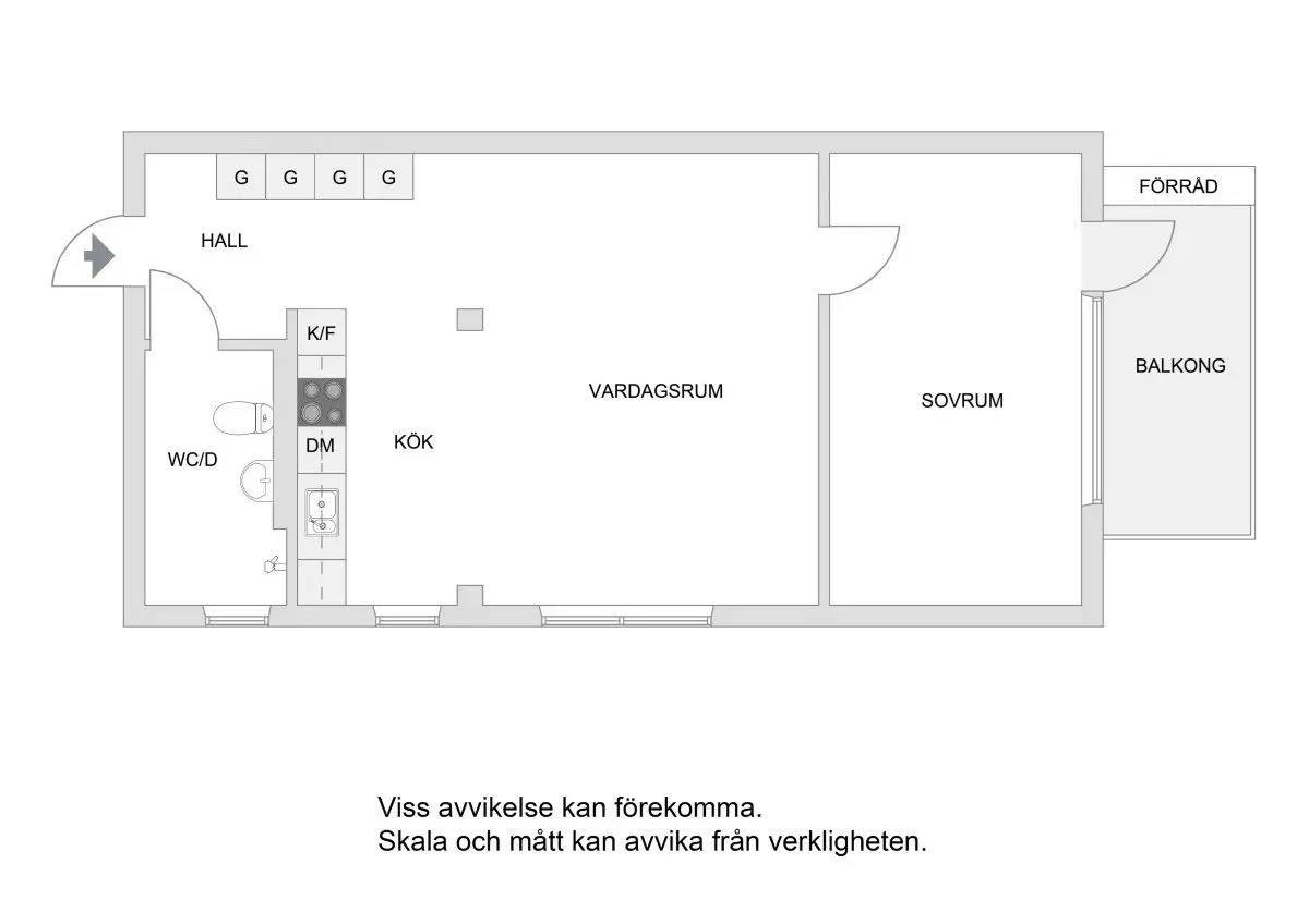 Floor plan for Helsingörsgatan 14, 1 Tr
