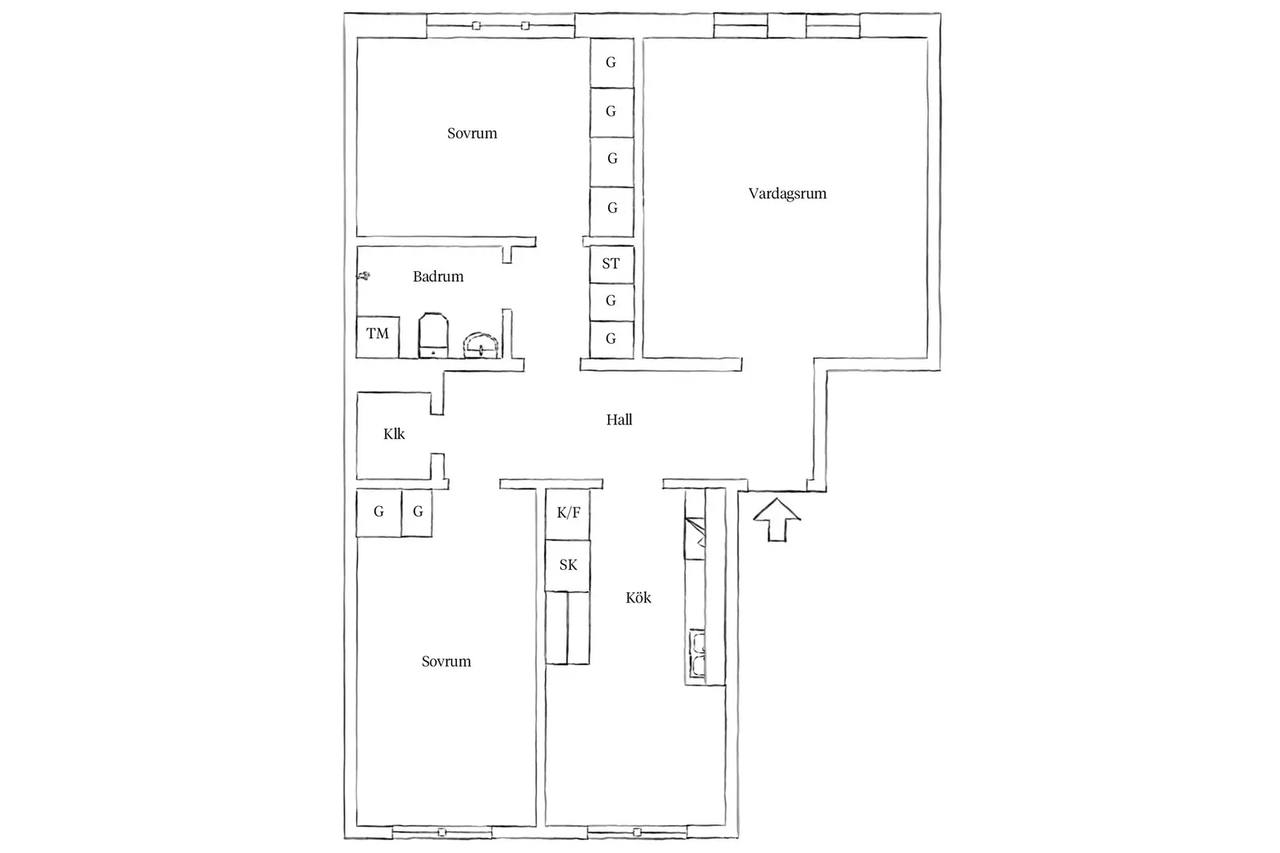 Floor plan for Jenny Lindsgatan 8