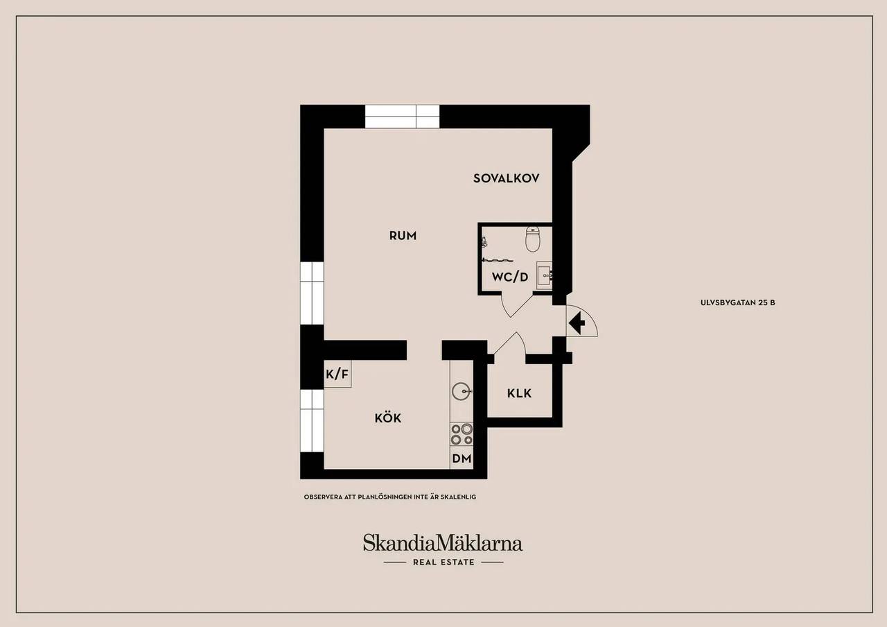 Planritning för Ulvsbygatan 25 B