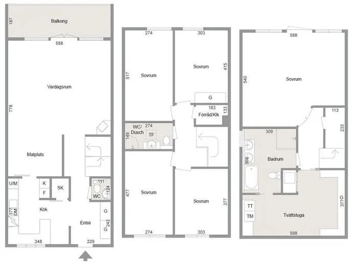 Floor plan for Västra gatan 51C