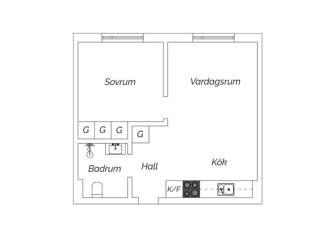 Floor plan for Nybohovsbacken 43, vån 3