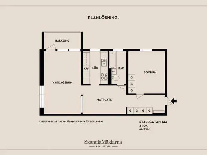 Planritning för Stallgatan 14A