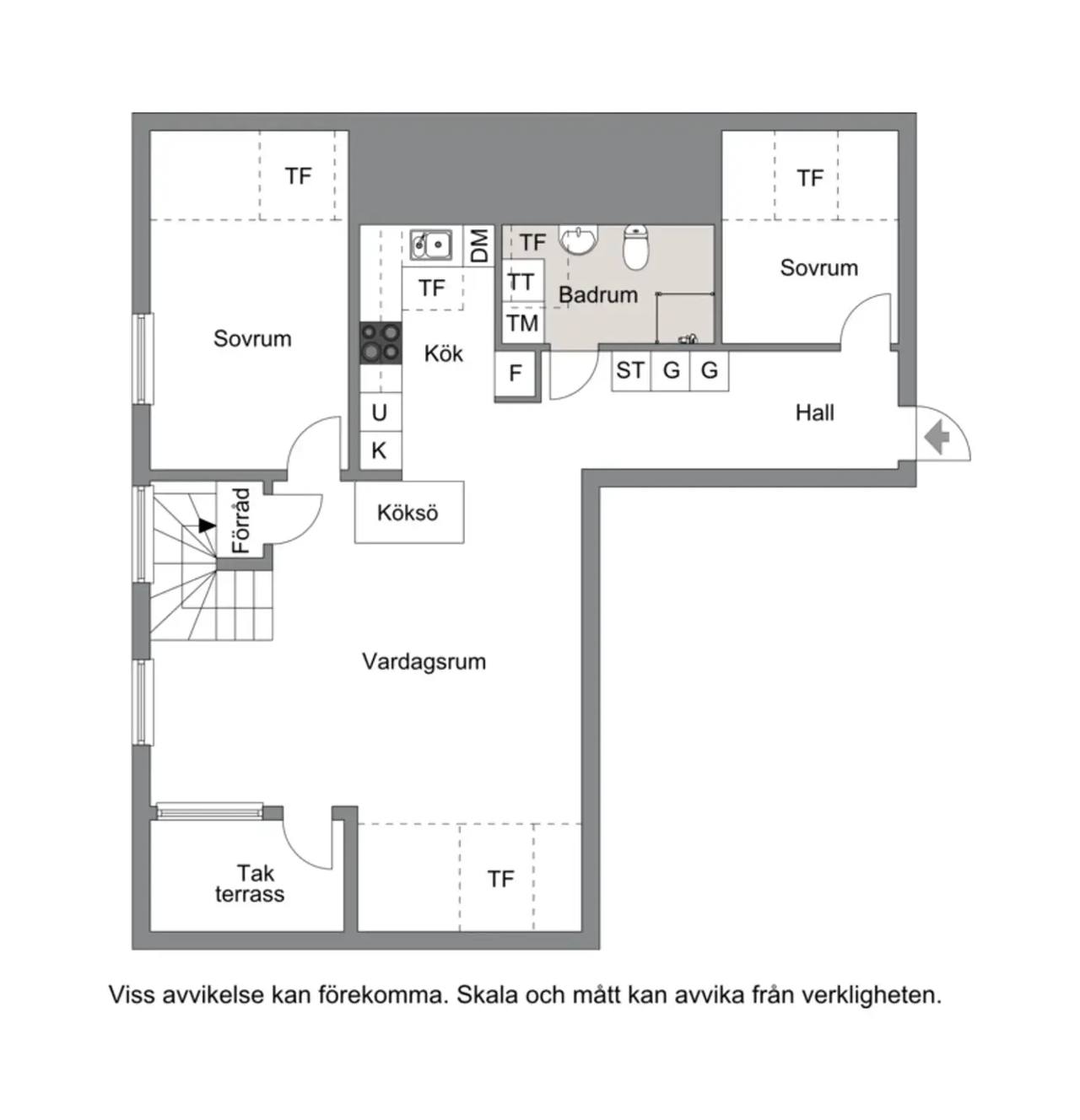 Floor plan for Trädgårdsmästeriets väg 3E