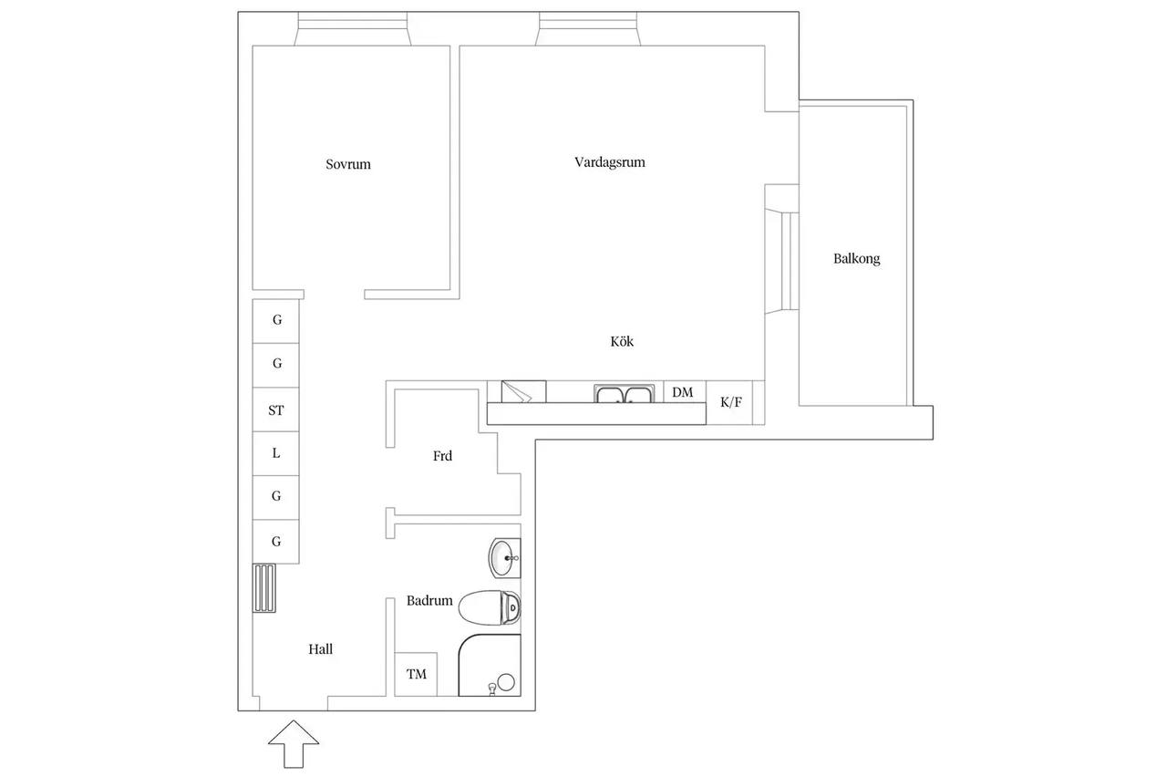 Floor plan for Gräddgatan 7