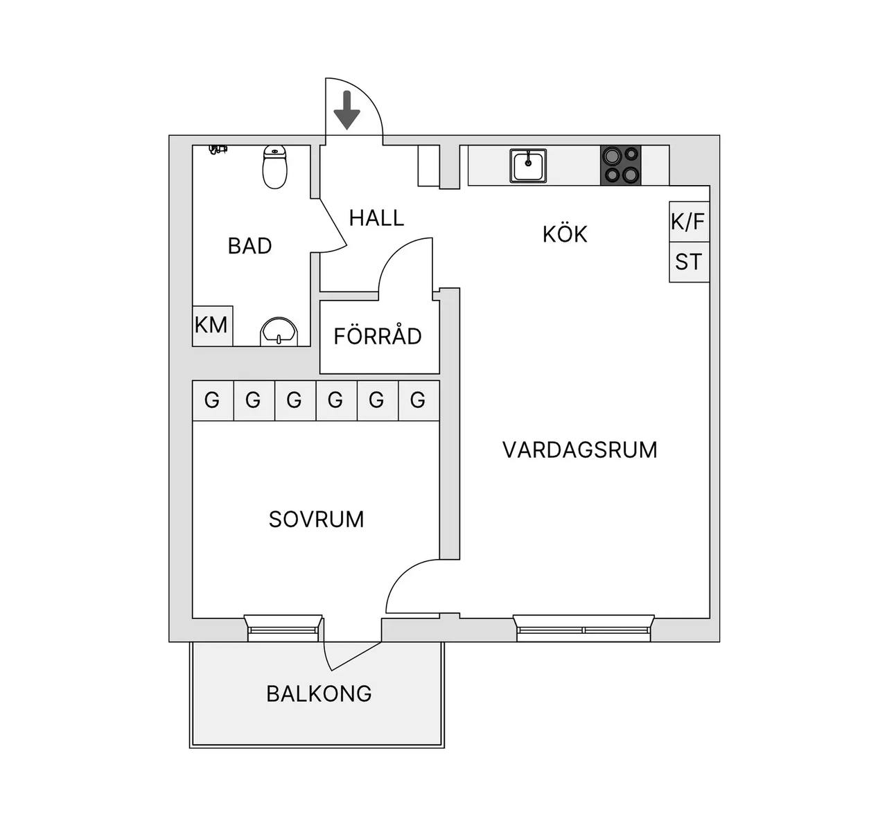 Planritning för Östra Gräsvägen 5