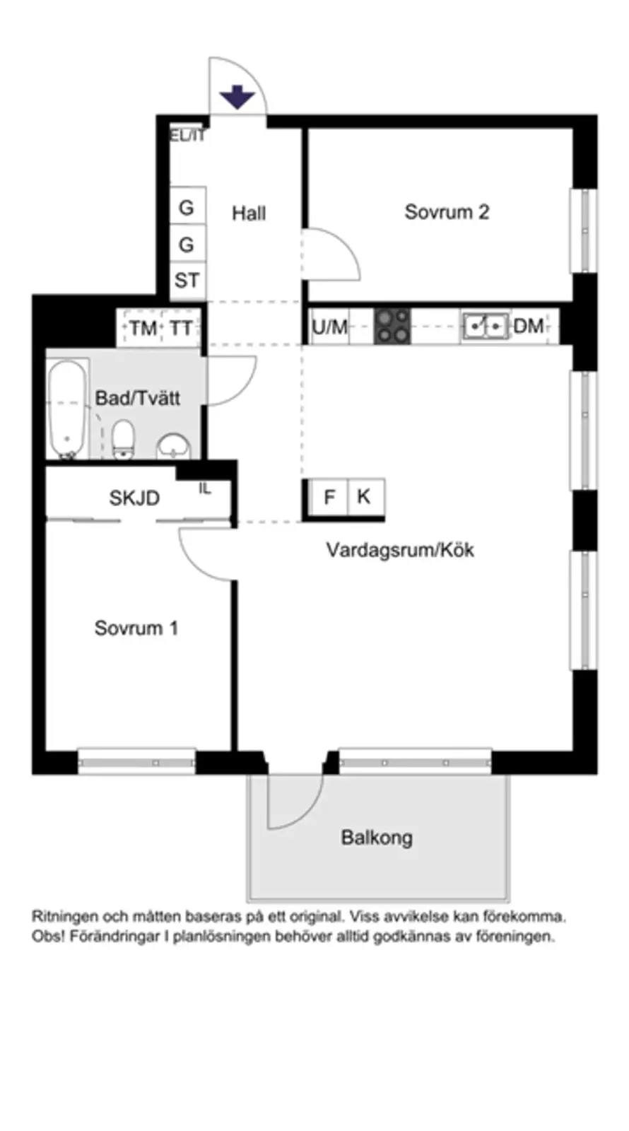 Floor plan for Beckomberga Ängsväg 22
