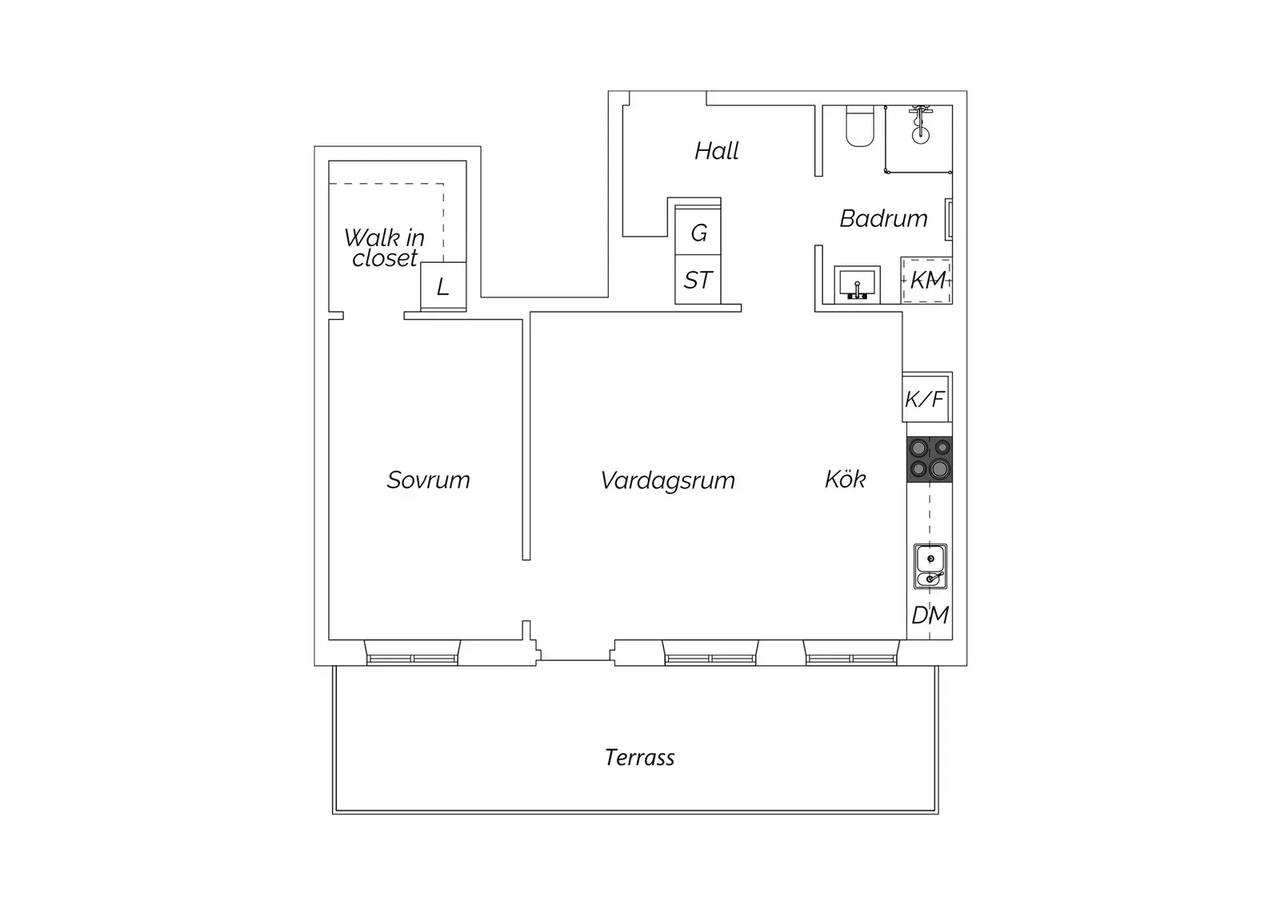 Floor plan for Heliosgatan 12B