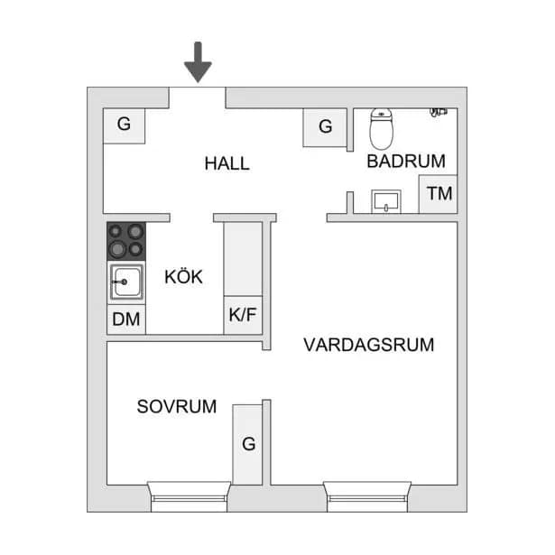 Floor plan for Dalagatan 6A