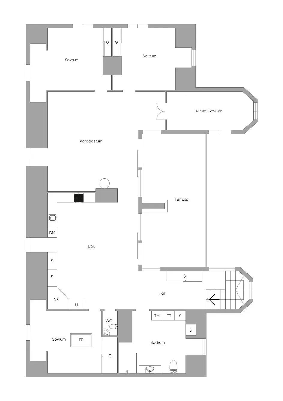 Floor plan for Lendahlsgatan 12B