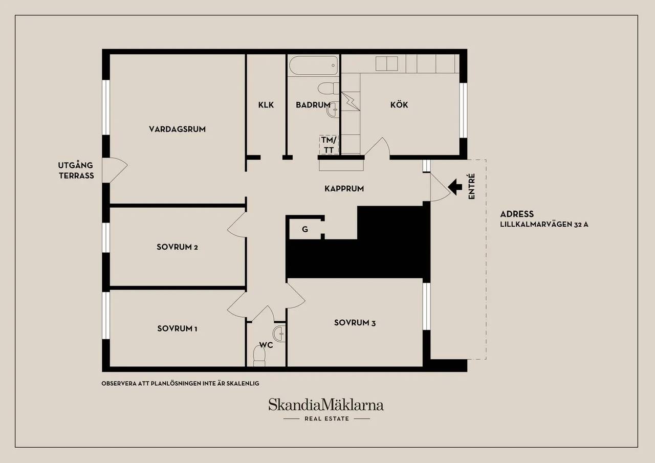 Planritning för Lillkalmarvägen 32 A