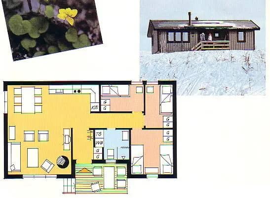 Planritning för Brf. Fjällbyn Torpvägen 8. Vecka 14, 29 o 30. Hus 1A. Funäsfjällen.