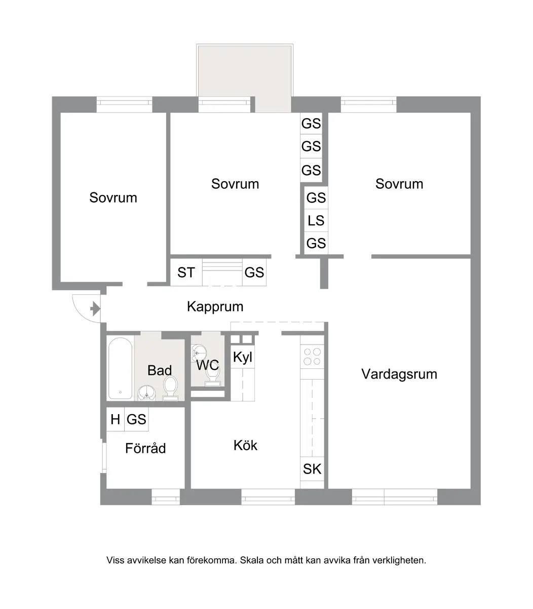 Floor plan for Södra Gulsparvsgatan 29A
