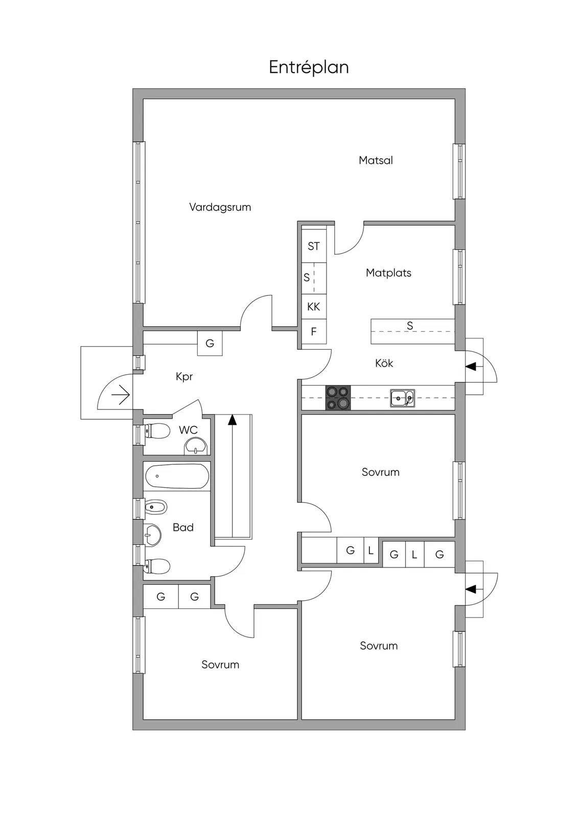 Floor plan for Herrängsvägen 86