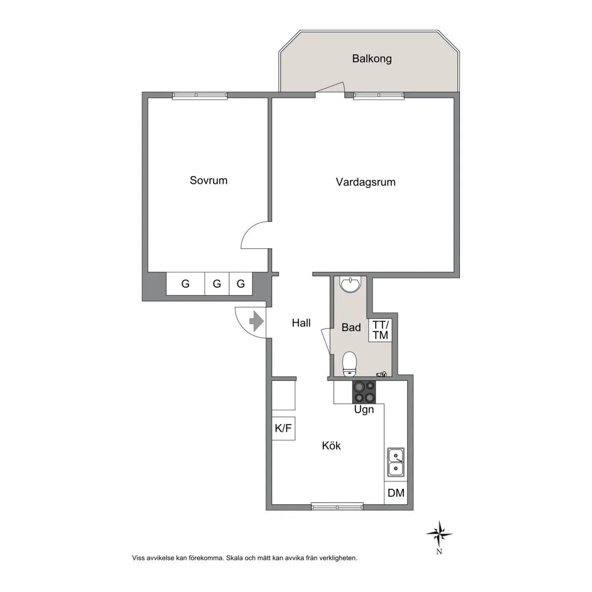 Floor plan for Åkaregatan 15B