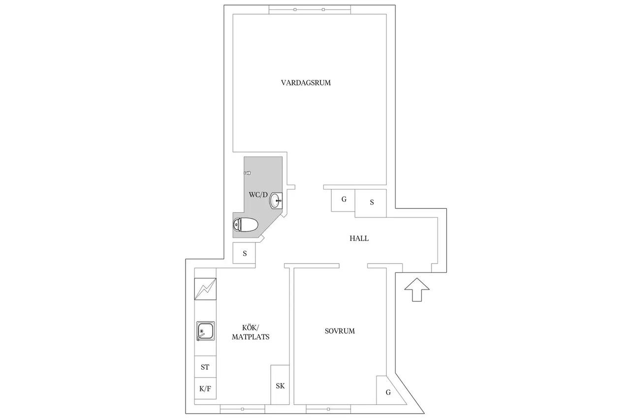 Floor plan for Virginsgatan 20B
