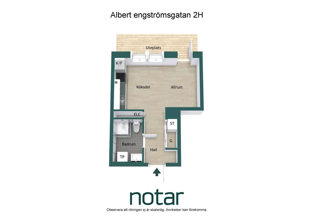 Planritning för Albert engströmsgatan 2H